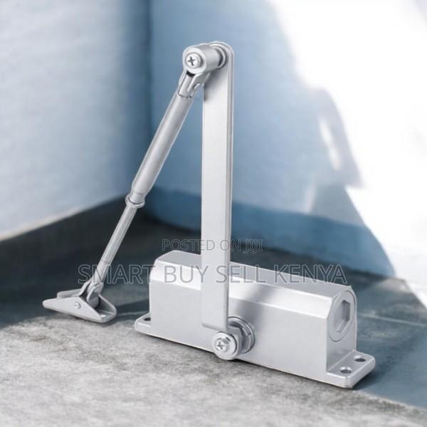 Premium Aluminum Door Closer 180° Opening Auto Close Silver Finish