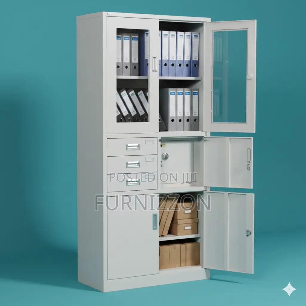 Space Efficient Steel File Cabinet With Secure Storage