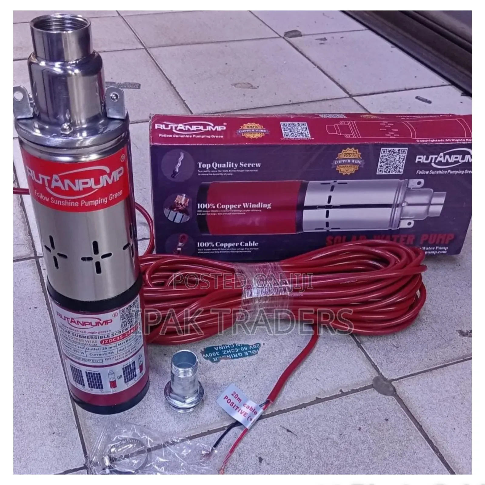 Rutan Pump 250 Watts 24volts Max Head 50m 20m Cable