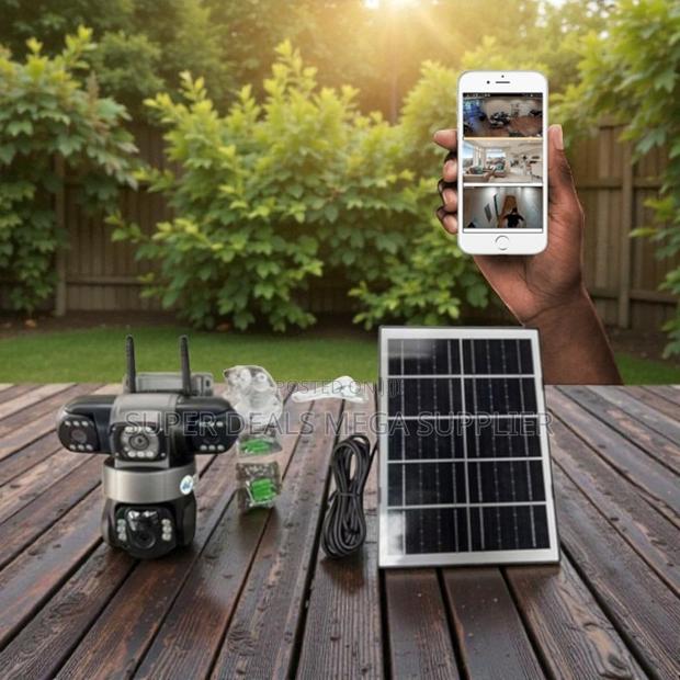 Colored Night Vision V380 Pro 12mp 4g PTZ Triplelens Solar CCTV Camera