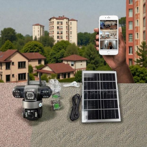 Easy to Install V380 Pro 4g PTZ Rotating Triple Lens Solar CCTV Camera