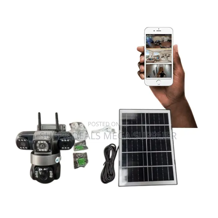 V380 Pro 12mp Outdoor Security 4g PTZ Triple Lens Solar CCTV Camera
