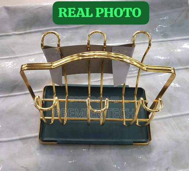 *Anbaide Rotating Golden Rack 6pc Tumbler Holder Plus Drain Tray
