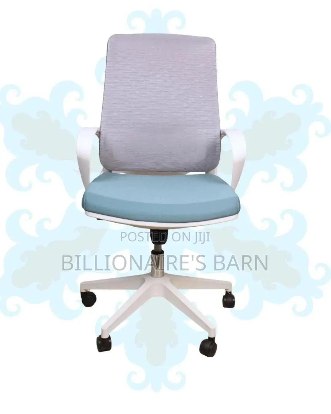 White Ergonomic Work Chair | Stable Base, Lower-back Support