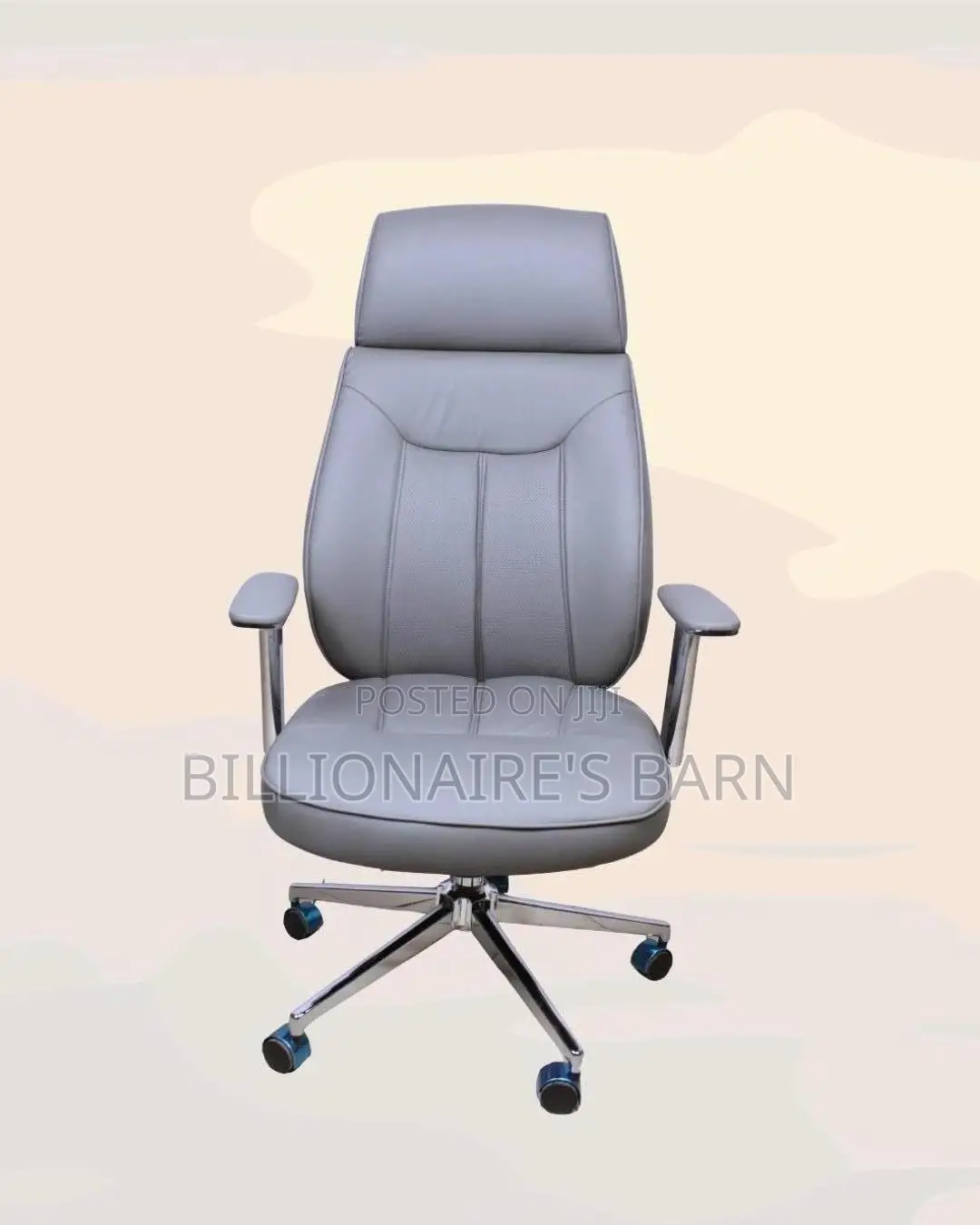 Grey Executive Leather Office Chair High-back | Office-ready Style