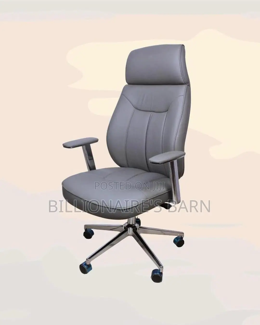 Grey Executive Leather Office Chair High-back | Office-ready Style