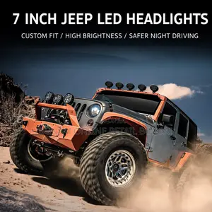 7 Inch 60w Led Headlight for Harley Wrangler With Angel Eyes