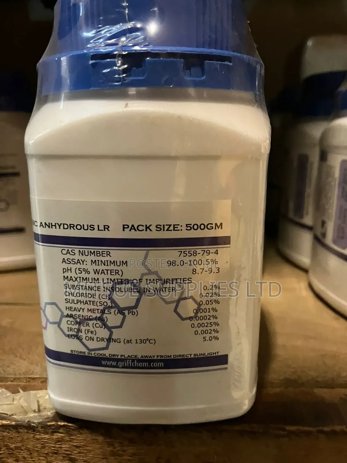 Di-sodium Hydrogen Orthophosphate Anhydrous Pure 500g Lr Griffchem