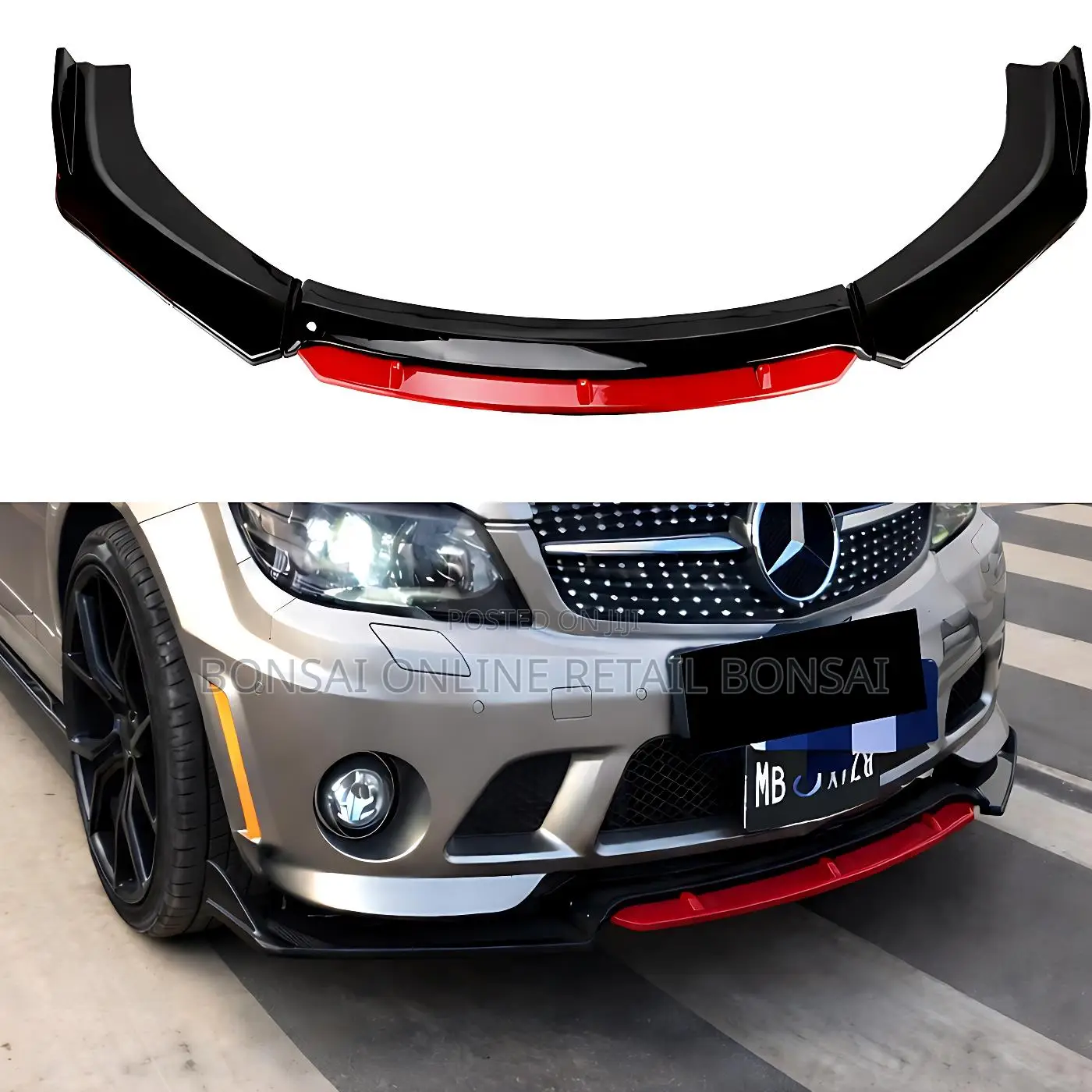 Universal Front Bumper Lip Splitter Red Trim for Sedan Suv