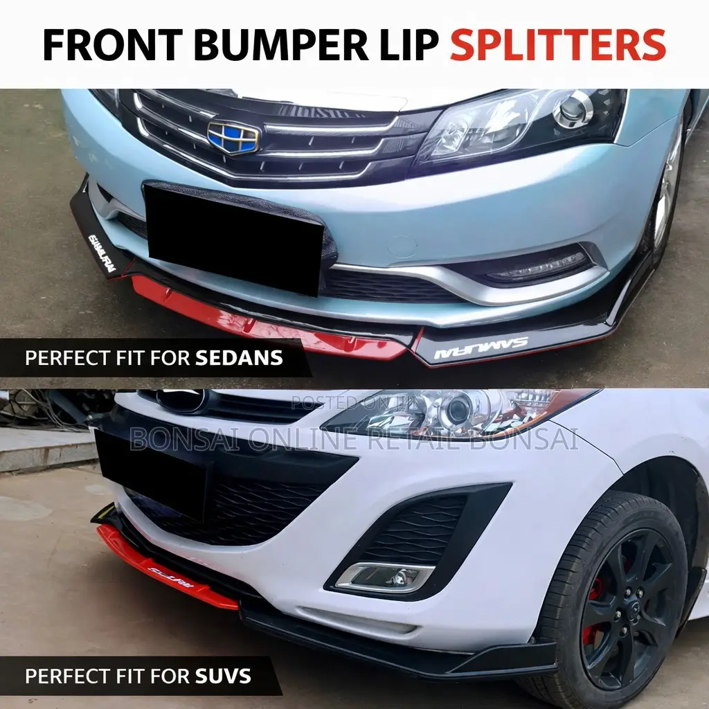 Universal Front Bumper Lip Splitter Red Trim for Sedan Suv