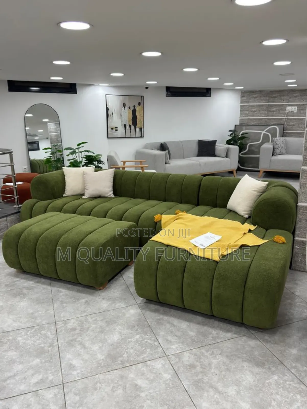 Green Corner Modernized Bubble Sofas -With Matching Ottoman