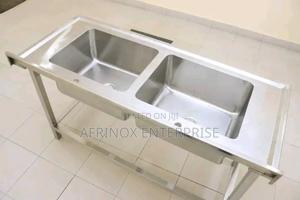 Stainless Double Bowl Sink for Sale. - thumbnail 2