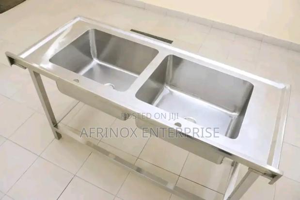 Stainless Double Bowl Sink for Sale. - main view