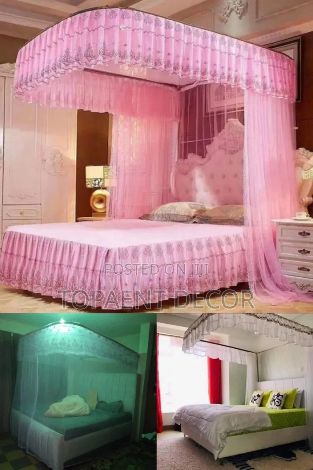 White And Pink 2 Stand 5by 6 Mosquito Nets