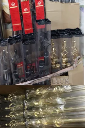 2m Double Gold And Black Adjustable Door Curtain Rods