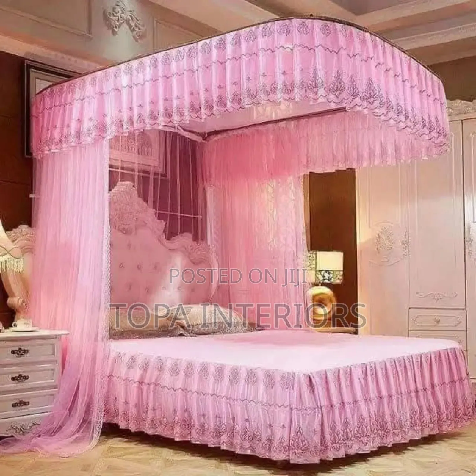 Easy Drawing Drapery Mosquito Nets With Two Strong Stands