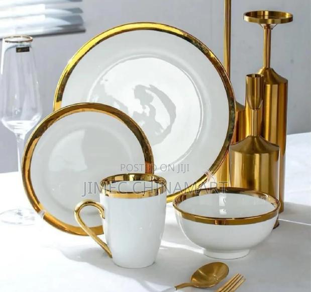 24-Piece Gold Line Ceramic Dinner Set