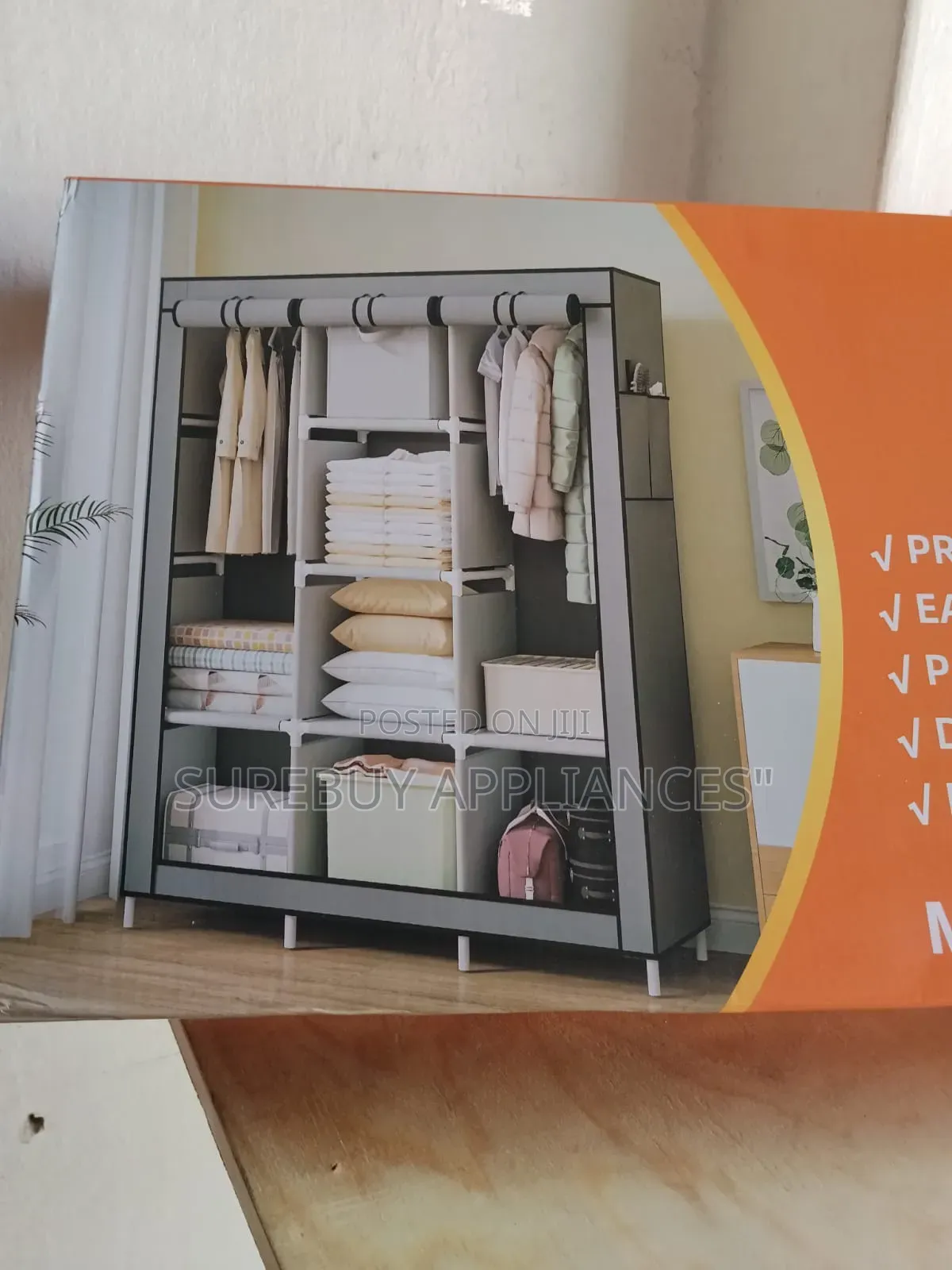 3 Column Portable Mettalic Wardrobe