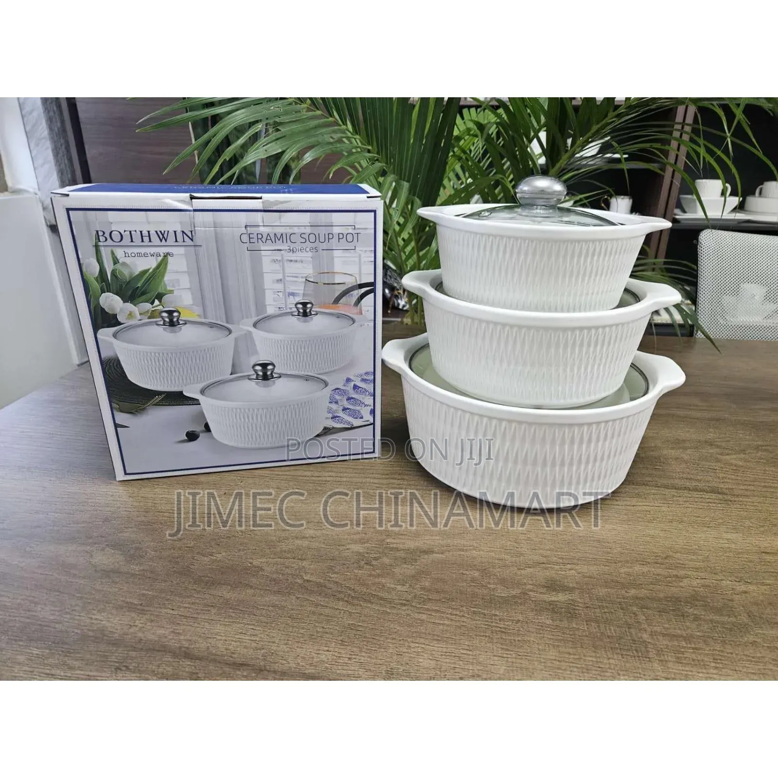 3-Piece Ceramic Soup Pot Set
