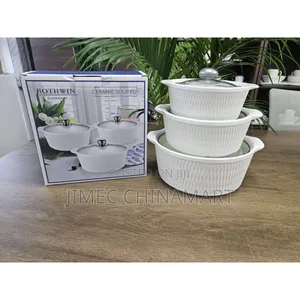 3-Piece Ceramic Soup Pot Set