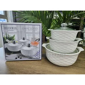 3-Piece Ceramic Soup Pot Set