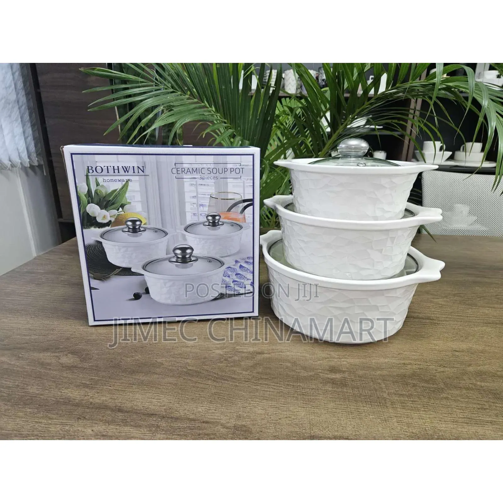 3-Piece Ceramic Soup Pot Set