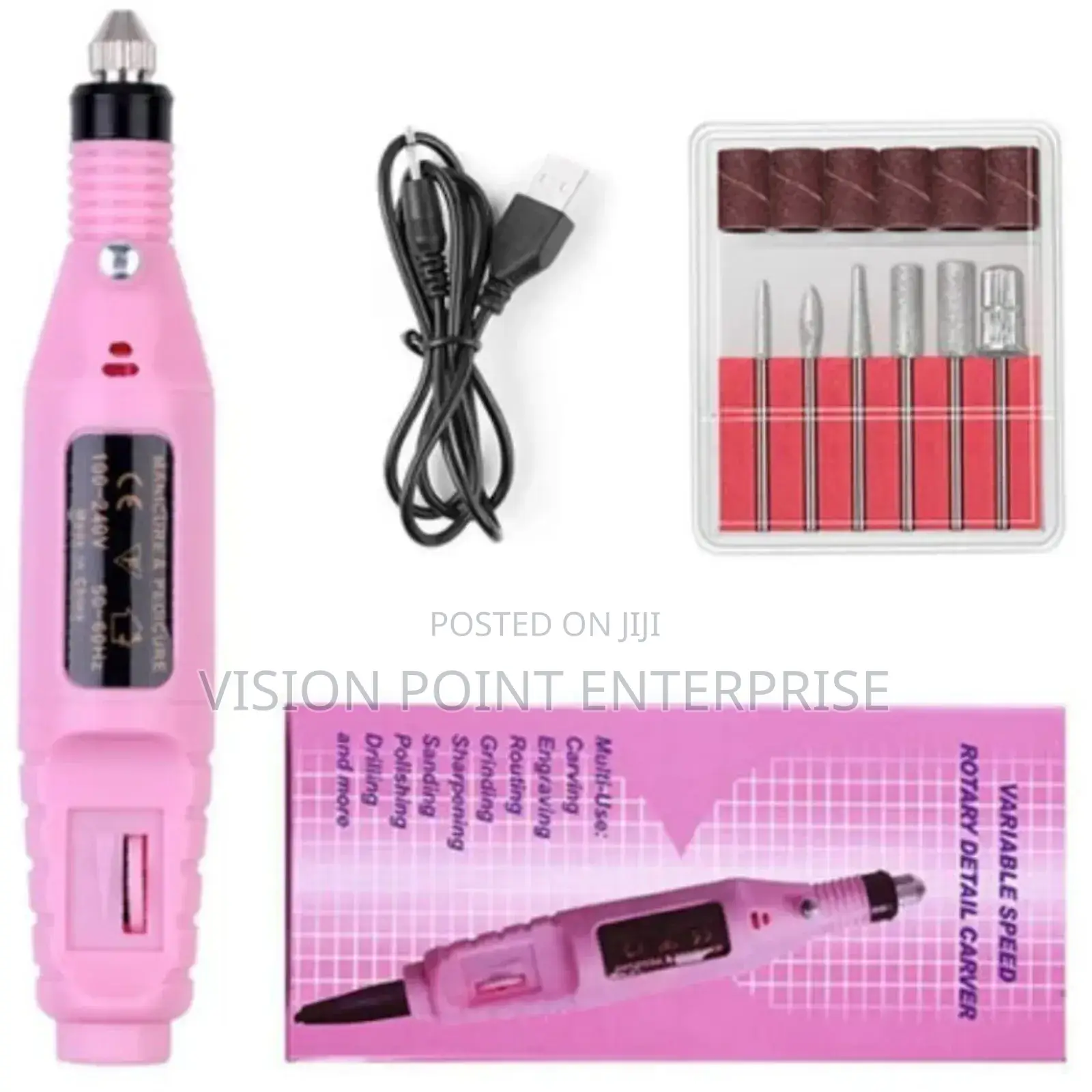 Speed Rotary Nail Drill Machine With 5 Drill Bits Set
