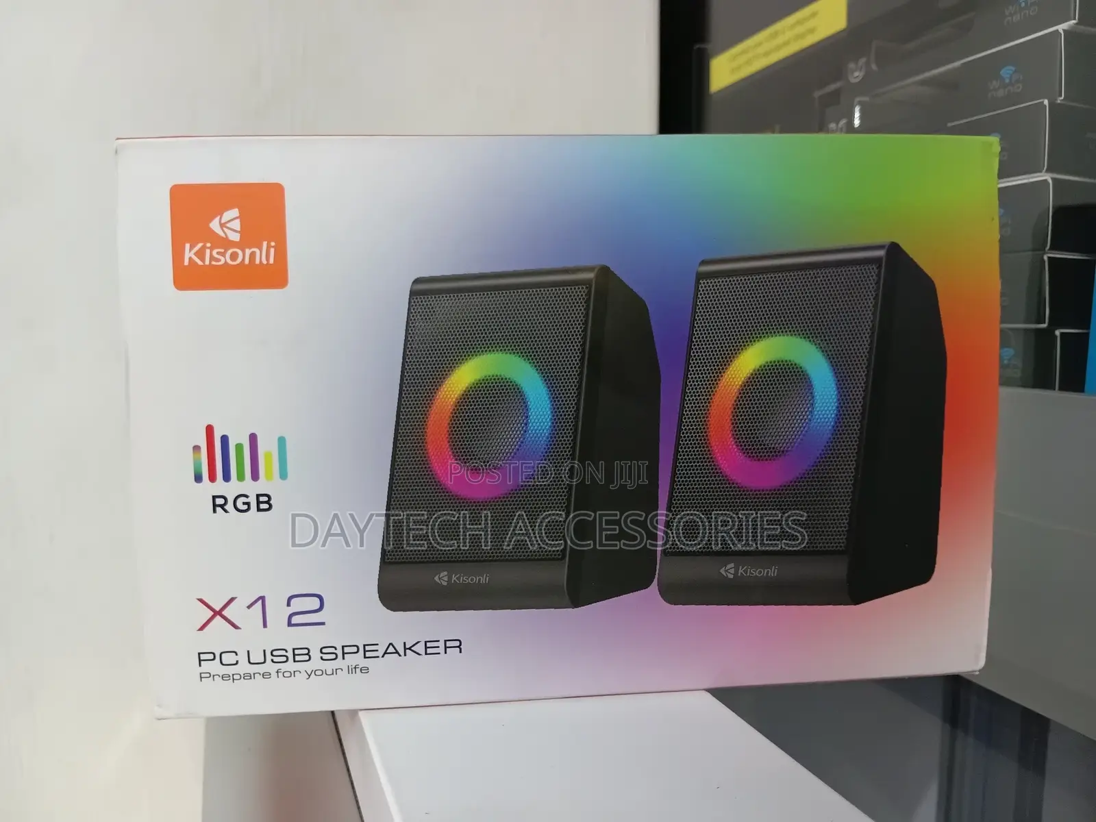 Kisonli X12 Multimedia Pc Usb Speaker With Colorful RGB Lights - Black