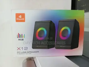 Kisonli X12 Multimedia Pc Usb Speaker With Colorful RGB Lights - Black