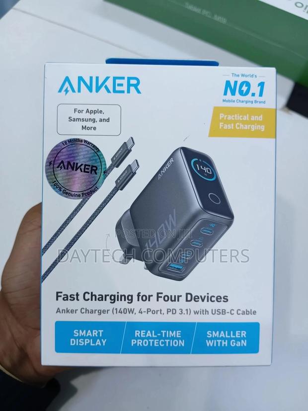 The Anker Charger (140w, 4-Port, Pd 3.1) - Black
