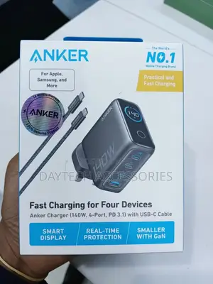Anker 140w Usb-C Gan Charger With 4-Port Fast Charging Ports.