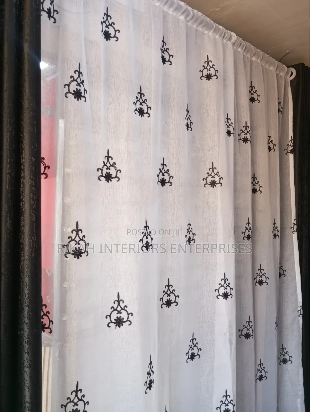 Sheer With Black Details to Match a Black Curtain