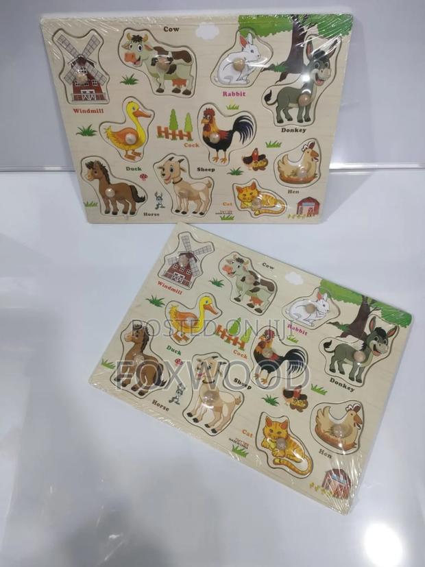 Wooden Knob and Fruit Peg Puzzle - main view