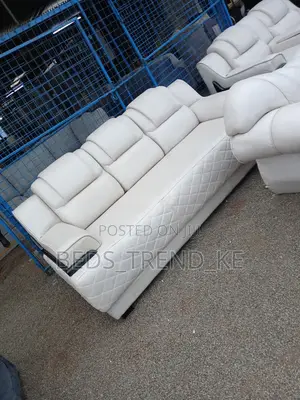 Commanding White 5 Seater Semi Recliner Sofa
