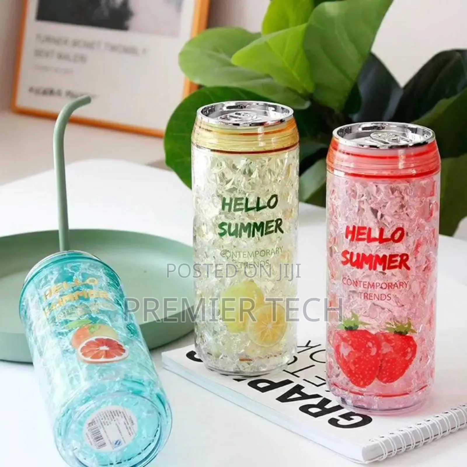 *Hello Summer Aclyric Smoothie/Party Cups With Straw