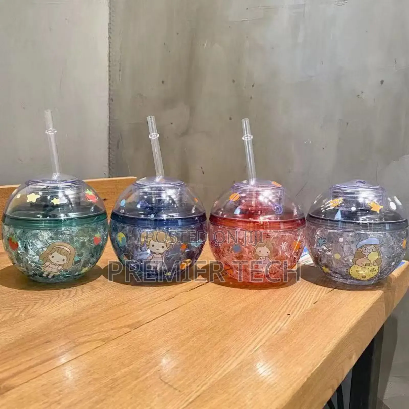*Hello Summer Aclyric Smoothie/Party Cups With Straw