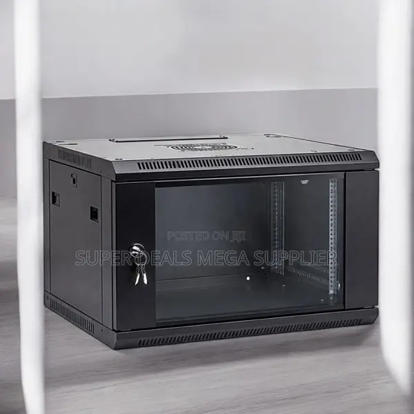 6u Wall Cabinet, Lockable Front Door and Adjustable Mounting Rails