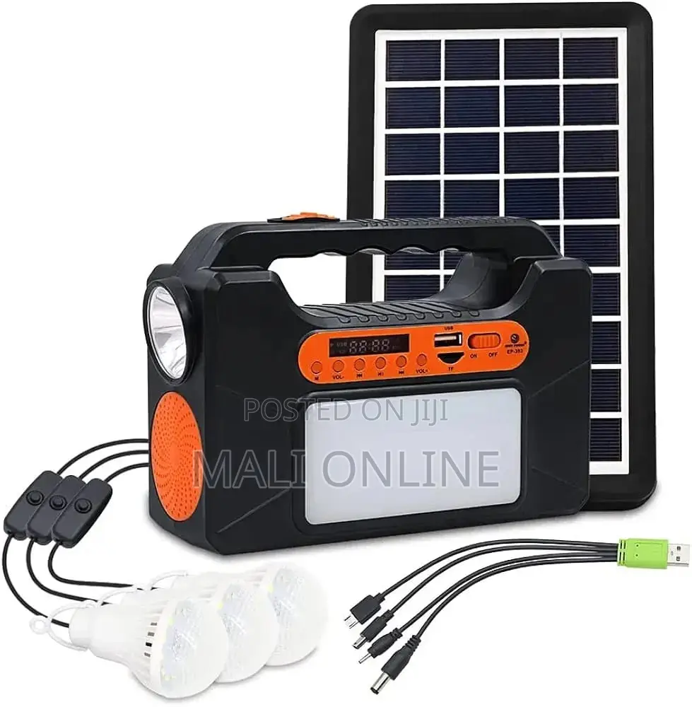 Mini Solar Lighting Kit With Bluetooth Speaker Fm Radio 3 Led Bulbs