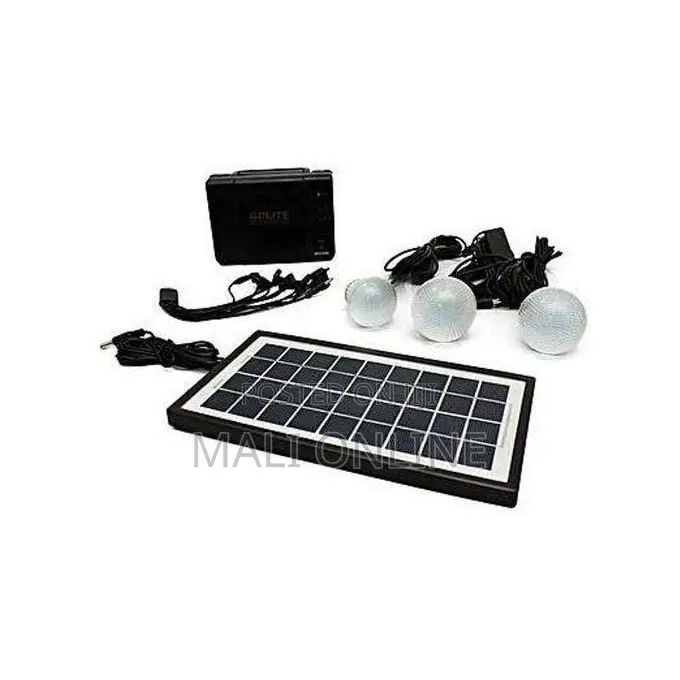 Solar Lighting System Kit With Solar Panel 3 Led Bulbs Usb Power Bank