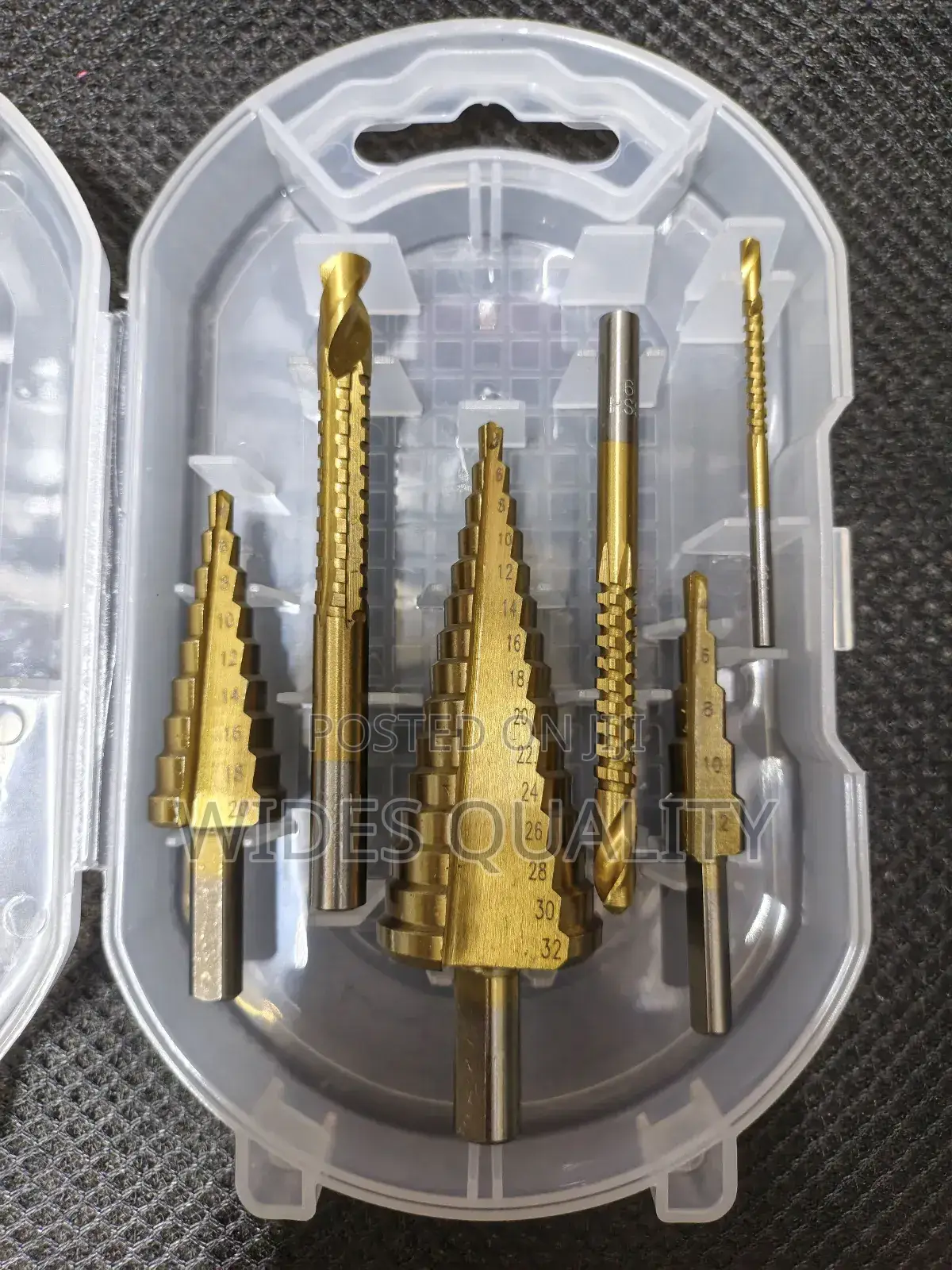 Step Drill Bits and Twist Drill Bits in a Plastic Case.
