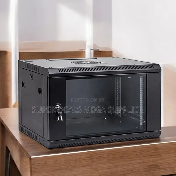6u Wall Mount Cabinet, Glass Door and Multiple Venting Holes
