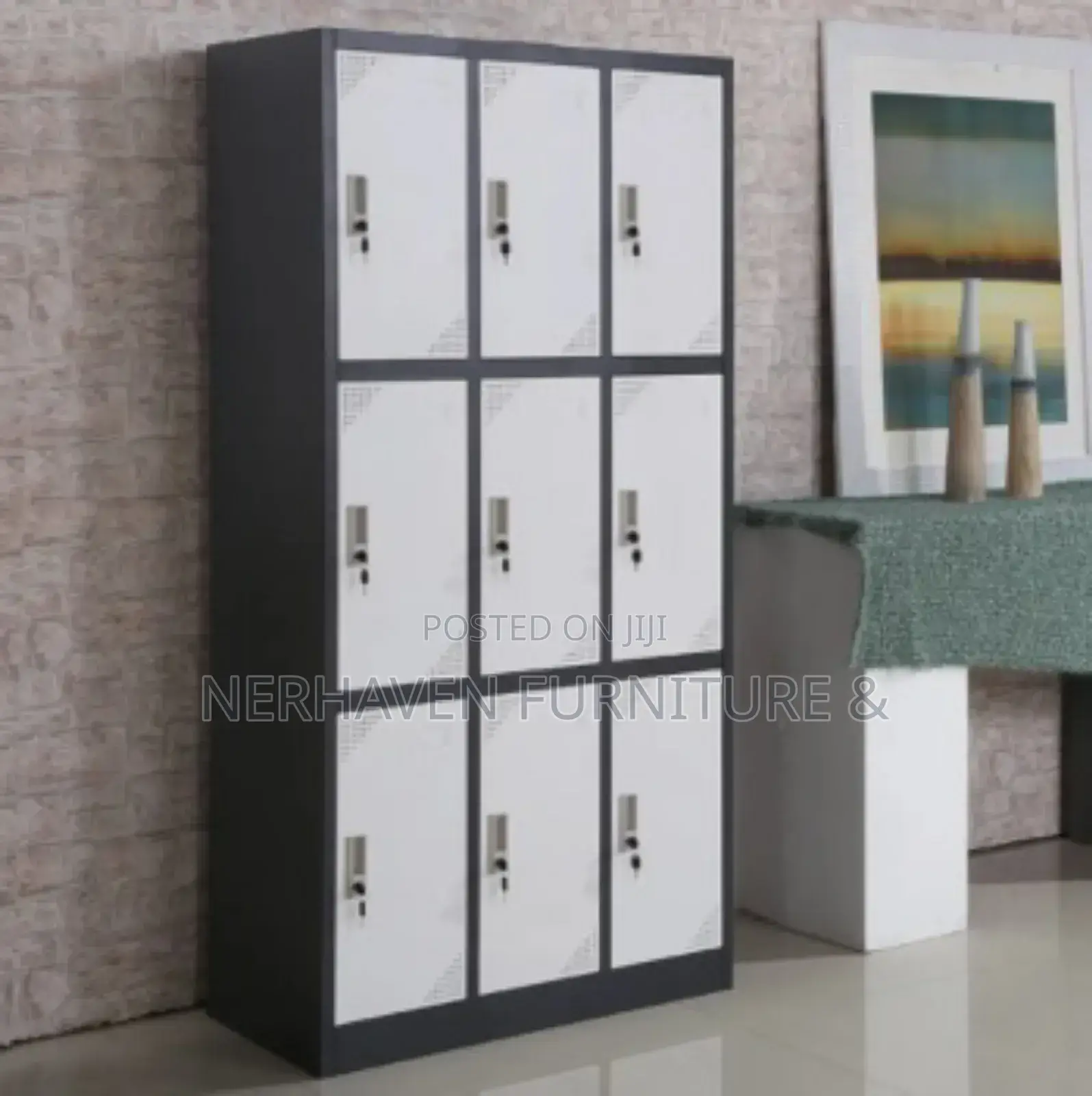 Secure 9-Locker Cabinet – Organize With Confidence