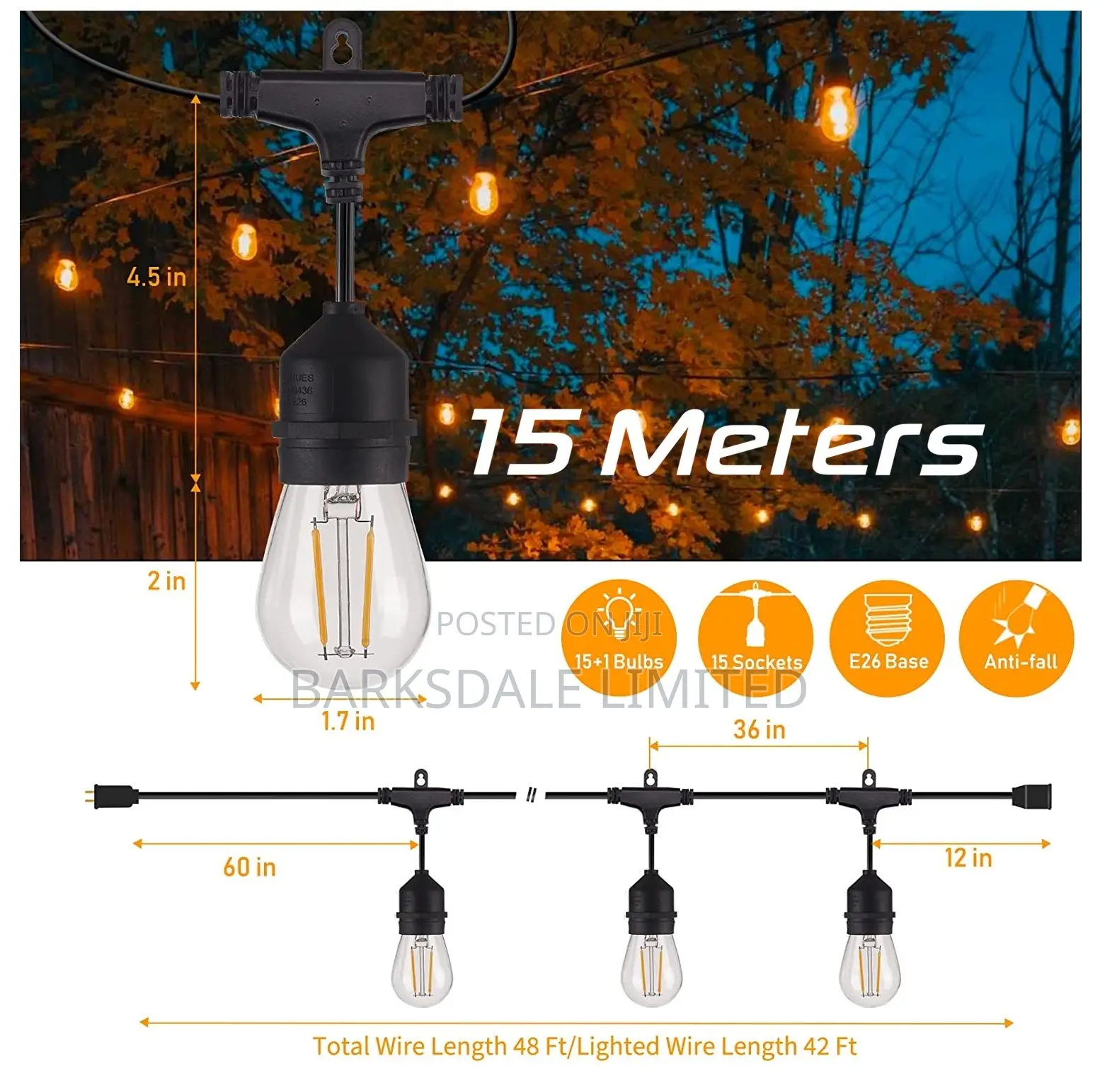 Christmas Xmas 15 Led Bulbs Outdoor Fairy Garden String