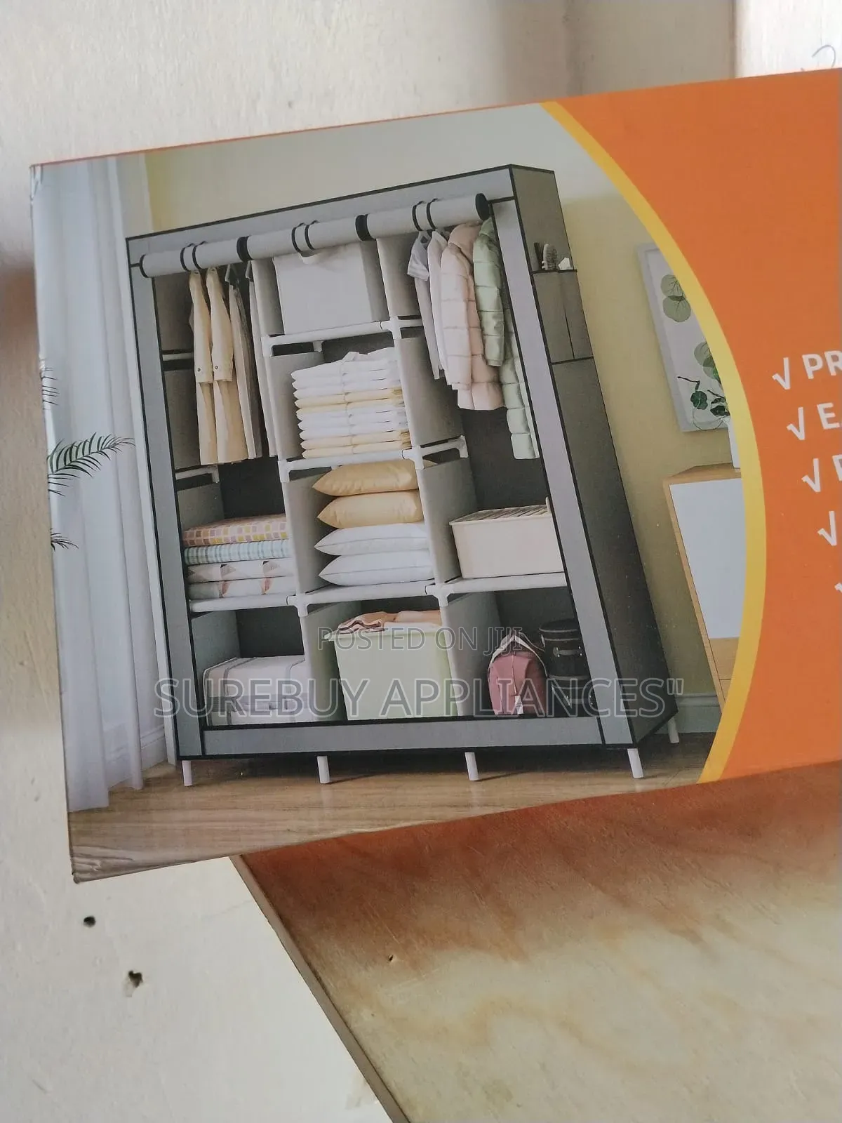 3 Column Portable Mettalic Wardrobe
