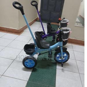 Tricycle With Push Handle,  Blue - thumbnail 2