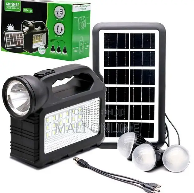 Portable Solar Lighting System 3 Led Bulbs Usb Phone Charging Gd-101