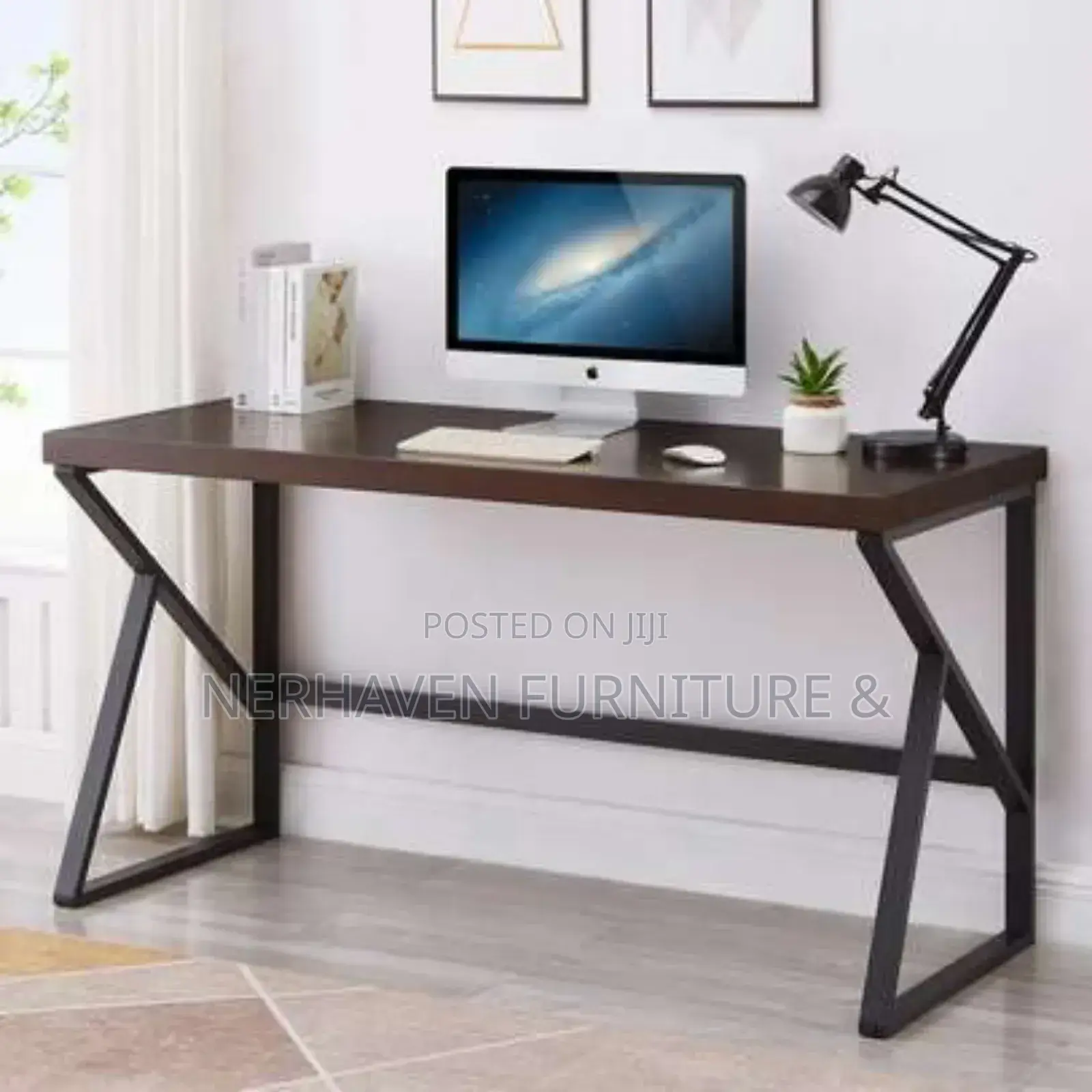 Metallic Frame Wooden Top Office Table – Strong Unique