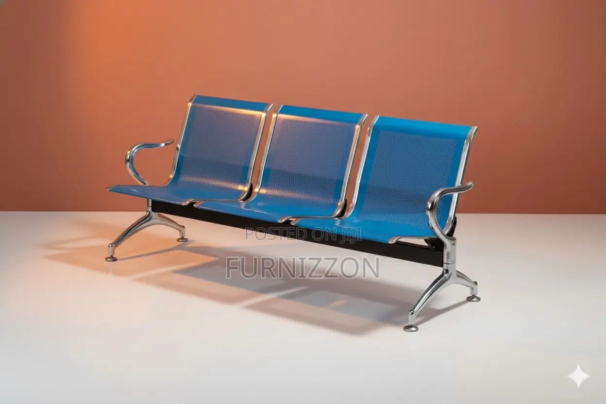 Modern Office Stainless Steel 3-Seater Bench