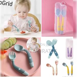 2 PCS Baby Bendable Silicon Spoon Fork Set - main view