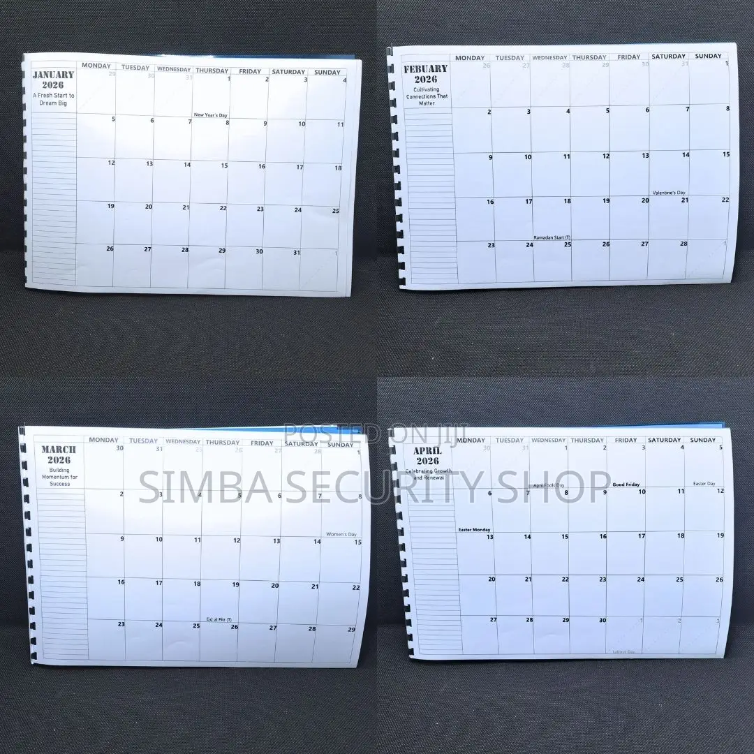 2026 A4 Monthly Calendar Desk Planner Writable Agenda Journal Memo